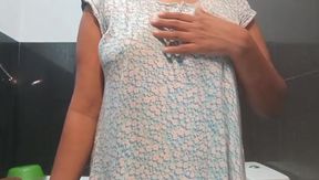 She Plays Her Excited Pussy Well Her Well Excited with in Musterbation in Bath room with bog boobs