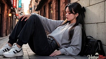 A stranger took a random girl to an alley where she was fucked [AI]