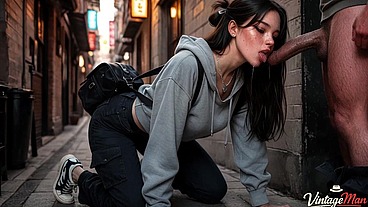 A stranger took a random girl to an alley where she was fucked [AI]