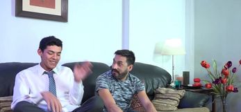 Dad spanks Latino twink before barebacking and f