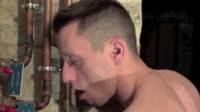 Slut fucked in basement by muscle boy