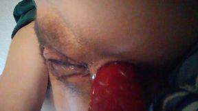 Petite Anal Slut Takes a Huge Red Dildo