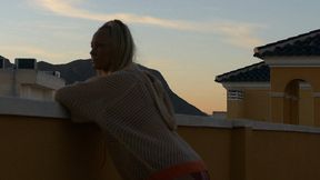 outdoor masturbation fingering in thigh high socks & crotchless panties on my balcony