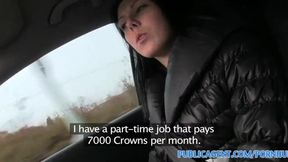 PublicSex Young black haired girl fucks on car bonnet