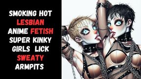 leather pvc clad smoking hot model gothic lesbian lover Goths anime fetish pit obsessed girls lick sweaty armpits