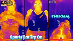 sports bra try-on, boob bounce tests, naked twerk tease thermal pov (4k portrait)