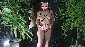 18-year-old Model Dancing Under A Large Water Fountain With The Sound Of Rain And Thunderous Music