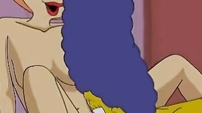 Mature cartoon babes Marge Simpson and Lois Griffin get wild with strap-ons & anal sex