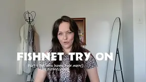 Amateur SEASONED BEAUTY tries on fishnet stockings while talking dirty