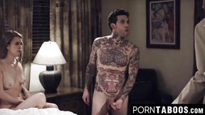 PornTaboos com - Alluring teen stepsister seduced by stepdaddy and stepbro
