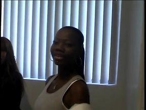 BTS scene of ebony babes loves posing,talking and some kinky lesbian stuff - behind the scenes