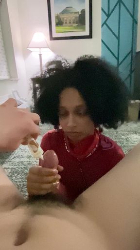 Slave Strokes Daddy's big dick