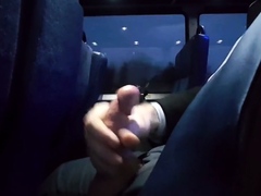 Jerking off on the bus. Big cum shot. Suit