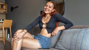 Tiny red-haired teen showcases amazing oral&#x1F61C; techniques during filming!