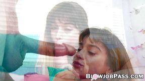 Petite slut working on big dick like its a lollipop