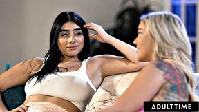 ADULT TIME - Straight Kali Roses Begs Lez Bestie For Lesbian Sex!