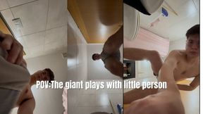 (POV: shrunken) Giant plays with shrunken person.