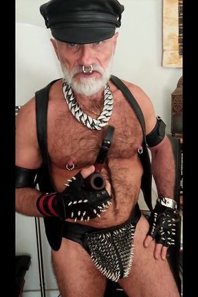 Spiked Leather Gloves and Jockstrap Pipe Smoking