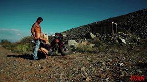 Jazy Berlin Sucks and Fucks a Biker to Make a Wing Man Out of Him