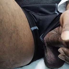 Pull my shorts to the side and suck on this dick