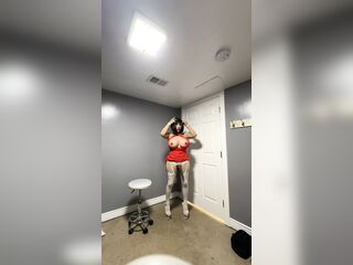 Hot trans CD in sexy red dress huge tits big cock