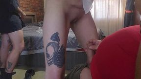 Slutty Wife Drips Stranger's Load onto Cuck Hubby's Dick While He Jacks Off