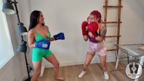 4k female boxing fighter tits bouncing each other