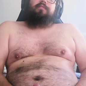 Young German chub talks about getting fatter while jerking off, eating and burping with cumming