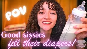 Wet, Mess & Cum in Your Diaper, Sissy! POV