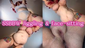 BBW Daisy towers over you jiggling her fat thighs, belly, fupa, & titties before sitting on your face