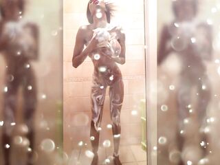 Bare Bombshell Supermodel Showering — Soaked Body & Close-Up Vagina Tease