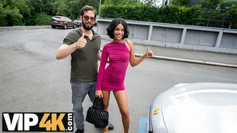 Natasha Rios deepthroats a stranger after being picked up in a villa