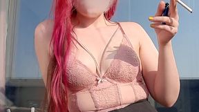 Smoking in a sexy top and skirt - Smokingrapunzel