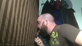 Hairy latino brings his dick to my glory hole