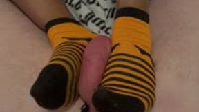 BallBusting Halloween Socks POV, Squeezing Stomping Balls Between Feet! Ignoring my Pain part 2
