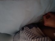 MASSIVE cumshot from my 7-inch mushroom-head cock all over the bed