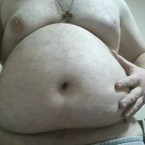 Straight Man is Showing His Fat Belly and Tits