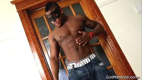 Black stud fucking a toy 1 by GotMasked gay porn