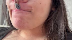 Giantess Girl Puts Her Tiny Husband on Her
