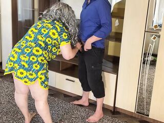 On a soft bed, the stepmom loves to have sex and quietly moans when she is fucked in the ass