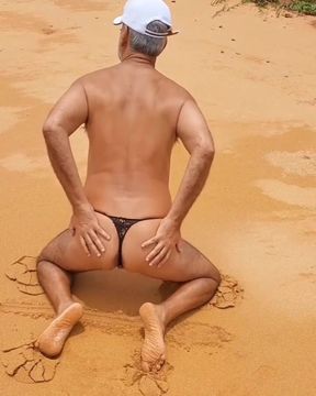 Ladysilva Crossdresser on the Beach in Panties What a Hot Ass