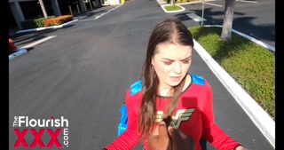 Wonder Woman catches her Cheating Man and gets creampied - Anastasia Rose
