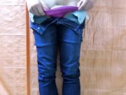 Japanese Twink Boy Jerks Off in Tight Jeans