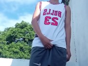 Binatang Pinoy Jakol sa Likod ng Basketball Court - Asian boy outdoor masturbation