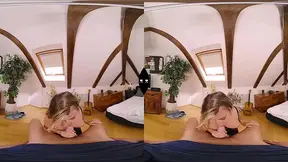 Busty blonde goddess gives a POV head and takes a erect hammer in cowgirl position