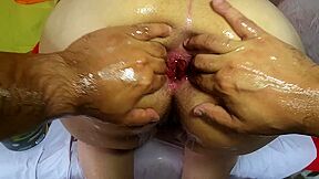 Double Anal Fisting, Anal Fucking And Anal Prolapse After Being Pissed On My Face By My Man And Drinking His Piss