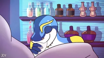 Furry lizard gets fucked hard on club counter in animated yiff scene