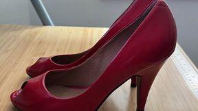 Sexy Red Heels getting a cum load