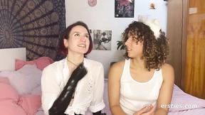 ”Ersties - Flora fickt ihr BDSM-Kätzchen July mit Strap-on im Doggy Style”