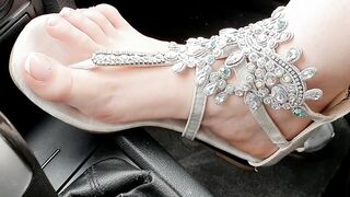 Princess Foot JOI Flip Flops inside Vehicle